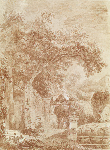 Detail of Entrance to the Fontanone, Villa d'Este, Tivoli by Jean-Honore Fragonard