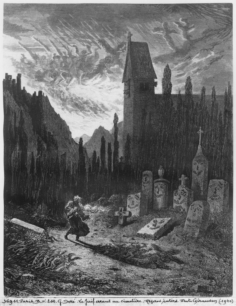 Detail of The Wandering Jew in the cemetery by Gustave Dore