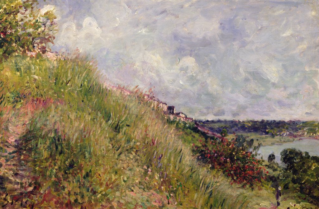 Detail of The Seine, view of the slopes of By, 1881 by Alfred Sisley