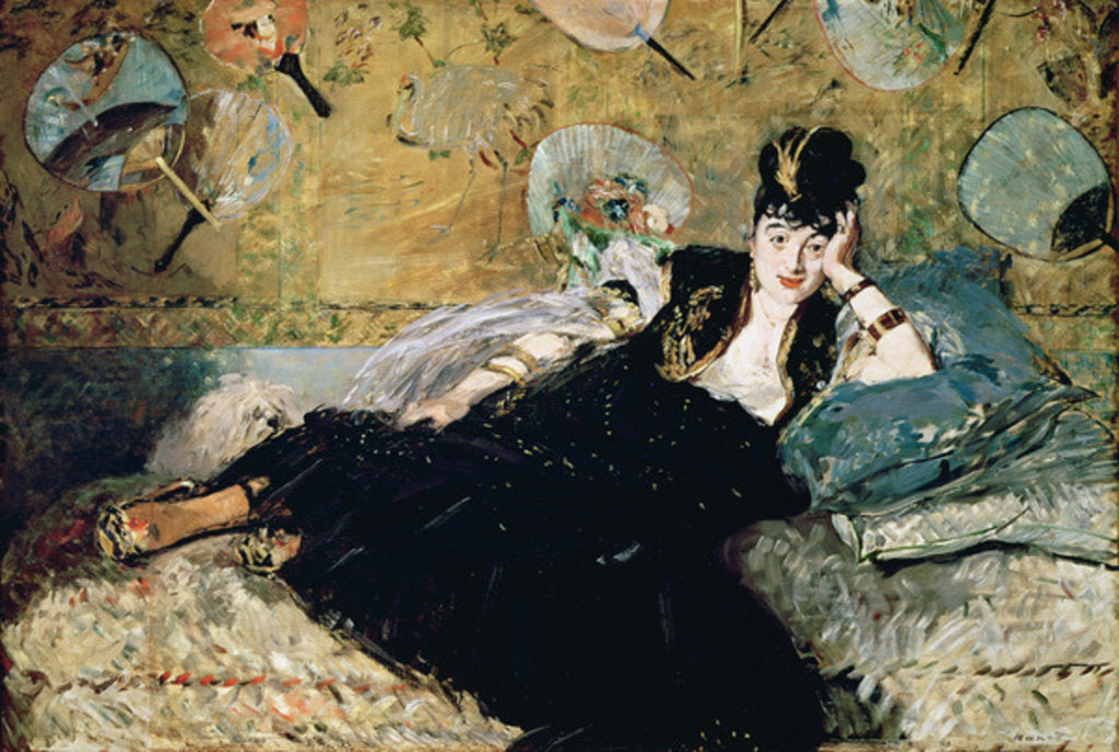 Detail of The Lady with Fans, Portrait of Nina de Callias c.1873-74 by Edouard Manet