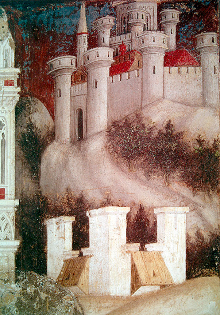 Detail of Detail of the architecture on the right of St. George and the Princess of Trebizond, c.1433-38 by Antonio Pisanello