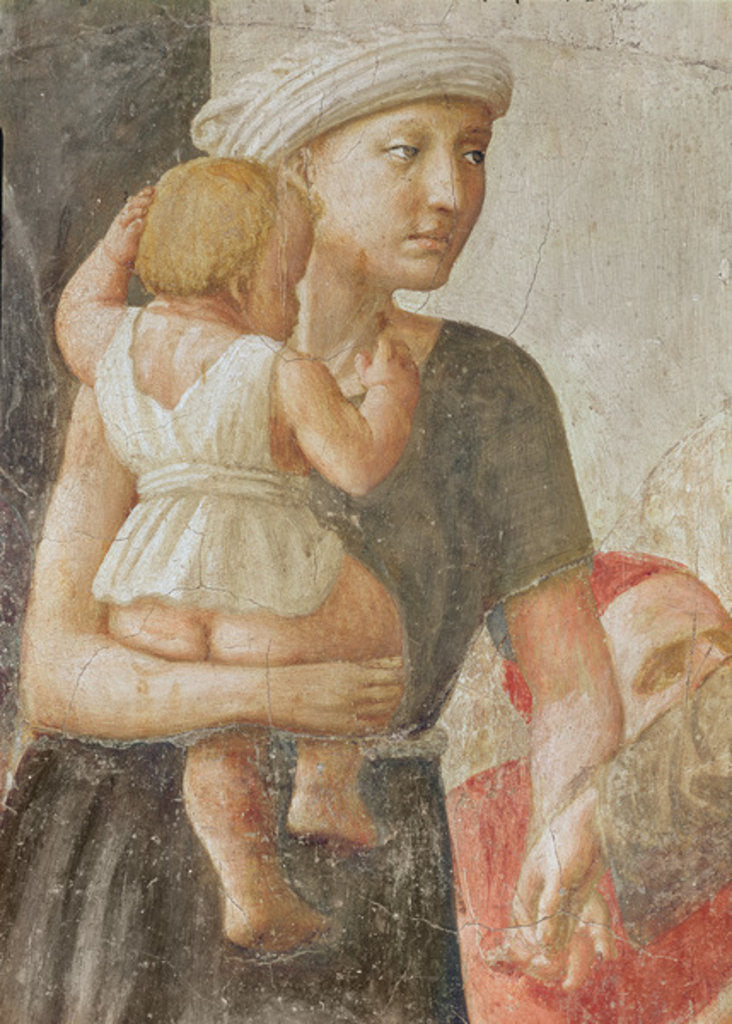 Detail of Detail of the woman and child, from St. Peter and St. Paul Distributing Alms, c.1427 by Tommaso Masaccio