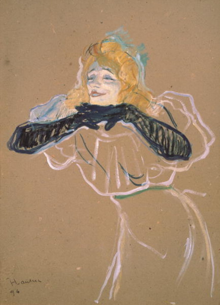 Detail of Yvette Guilbert singing 'Linger, Longer, Loo', 1894 by Henri de Toulouse-Lautrec