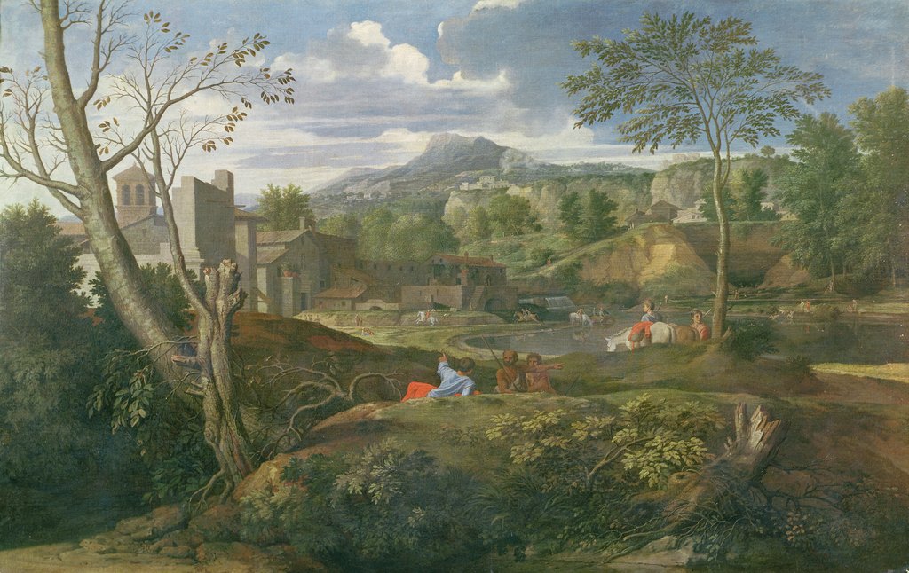 Detail of Landscape with buildings, 1648-51 by Nicolas Poussin