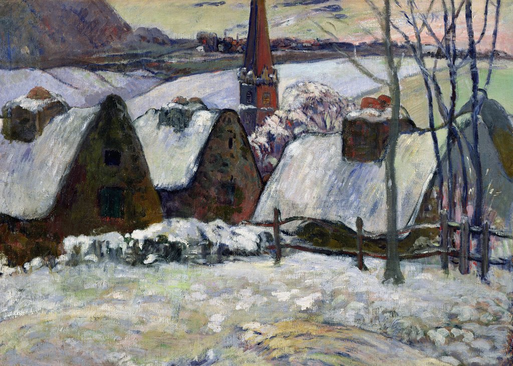 Detail of Breton village under snow, 1894 by Paul Gauguin