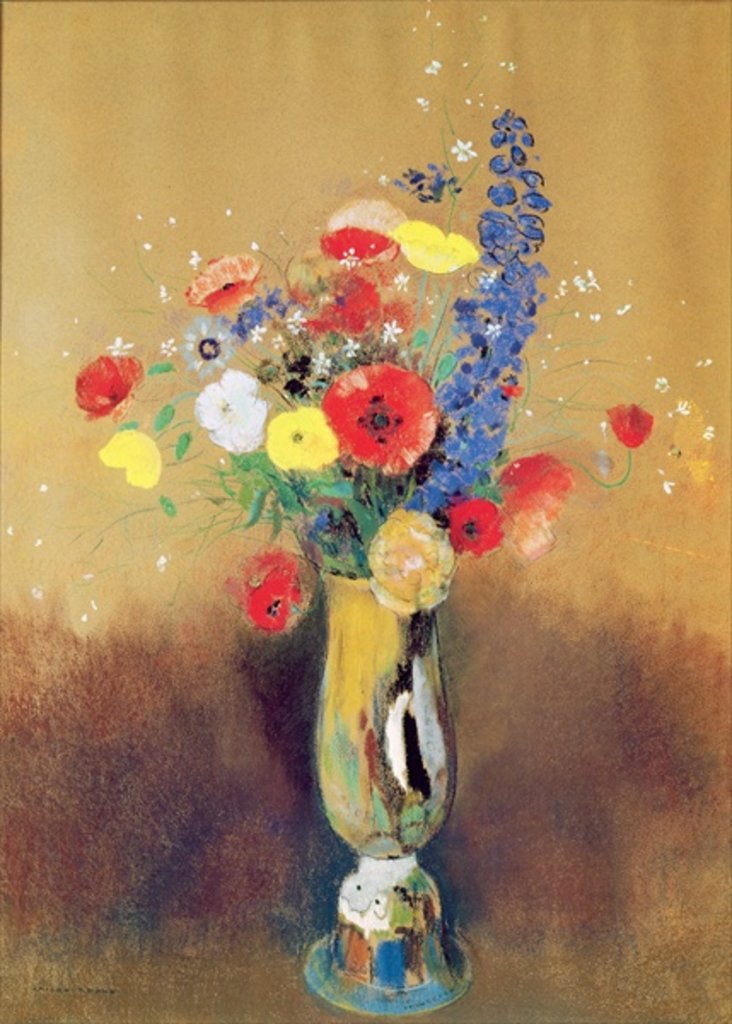 Detail of Wild flowers in a Long-necked Vase, c.1912 by Odilon Redon