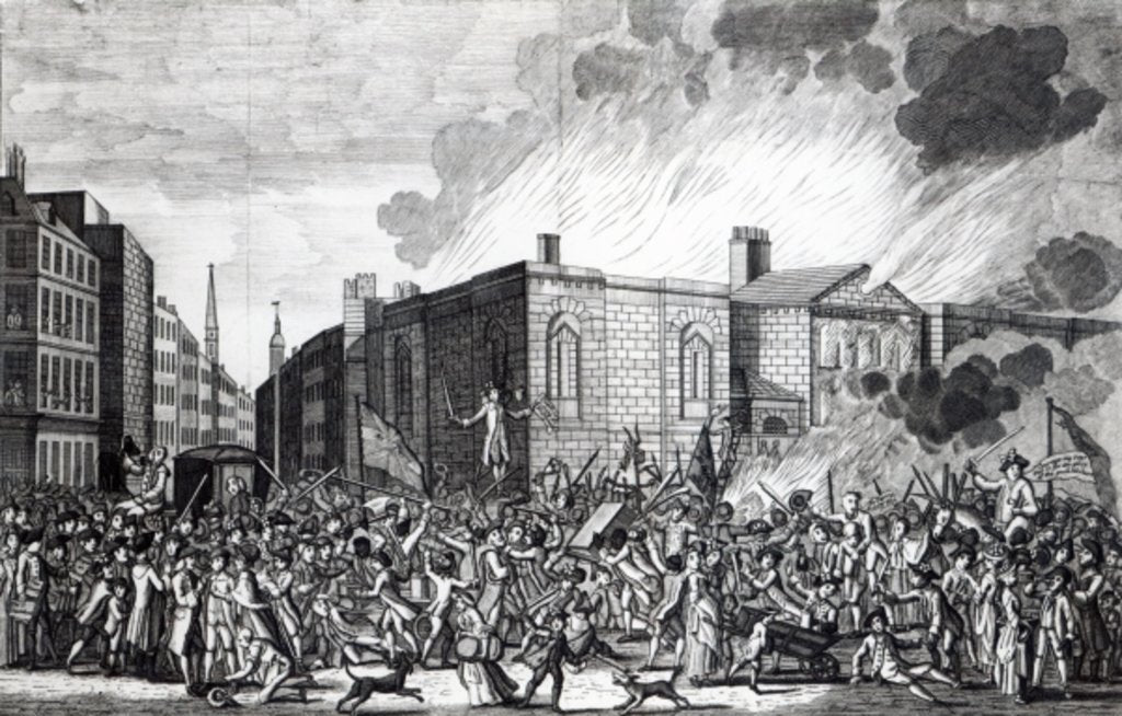 Detail of An exact representation of the Burning, Plundering and Destruction of Newgate by the Rioters on the memorable 7th June 1780 by Jefferyes Hammett O'Neale