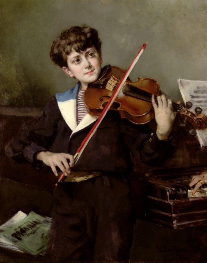 Detail of The Violinist by Harry Humphrey Moore