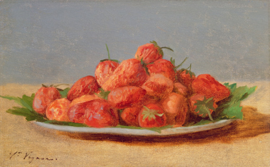 Detail of Still Life with Strawberries on a Plate by Victor Vignon