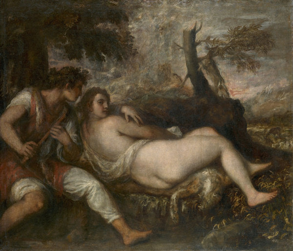 Detail of Nymph and Shepherd, 1570-75 by Titian