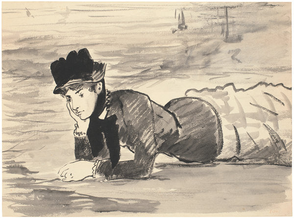 Detail of Woman Lying on the Beach. Annabel Lee, c. 1881 by Edouard Manet