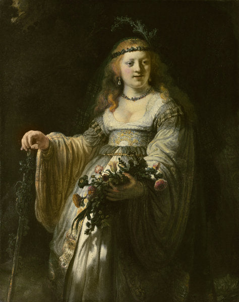 Detail of Saskia van Uylenburgh in Arcadian Costume, 1635 by Rembrandt Harmensz. van Rijn