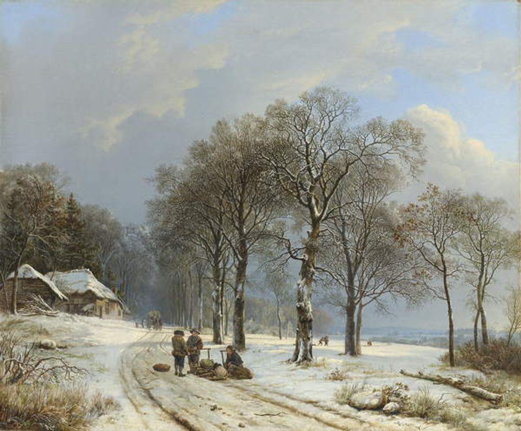 Detail of Winter Landscape, 1835-8 by Barend Cornelis Koekkoek