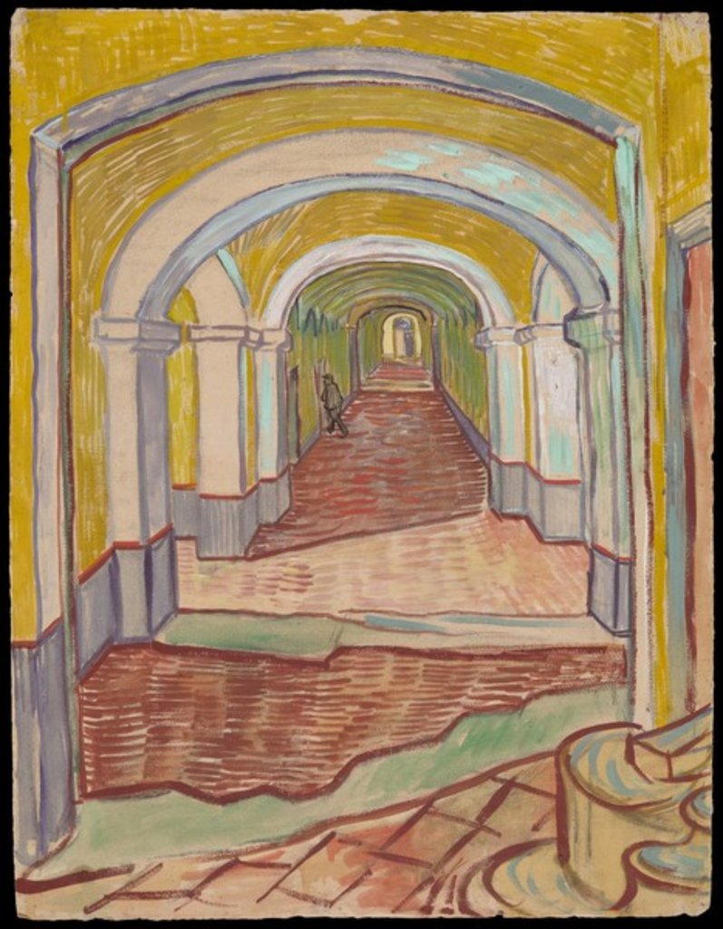 Detail of Corridor in the Asylum, 1889 paper) by Vincent van Gogh