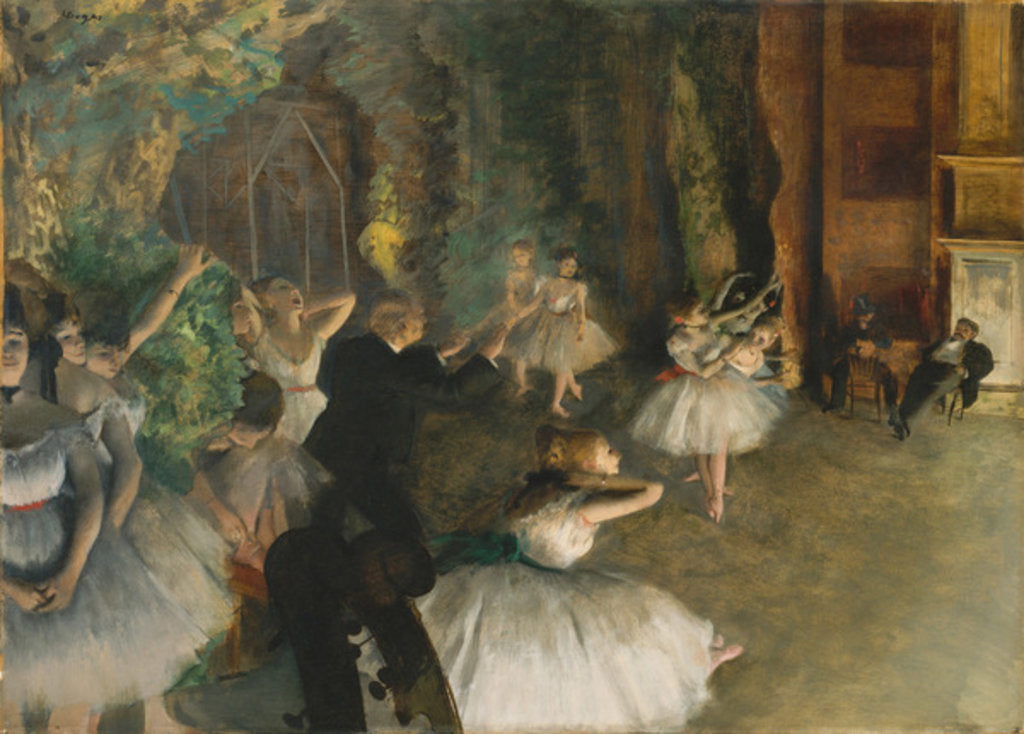 Detail of The Rehearsal of the Ballet on Stage, c.1874 by Edgar Degas