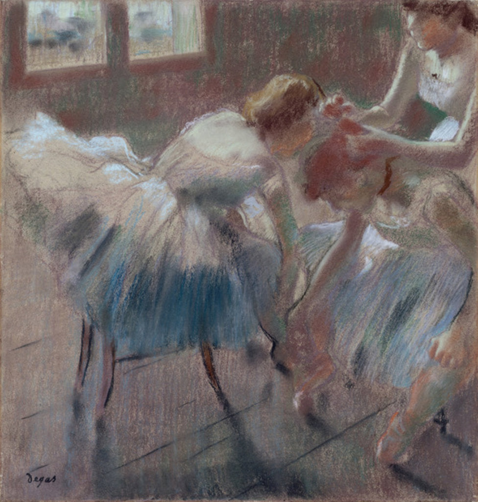 Detail of Three Dancers Preparing for Class, c.1880 by Edgar Degas