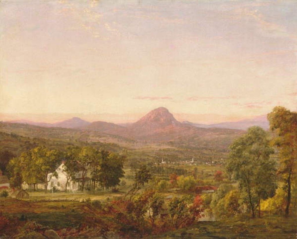 Detail of Autumn Landscape, Sugar Loaf Mountain, Orange County, New York, c.1870-75 by Jasper Francis Cropsey