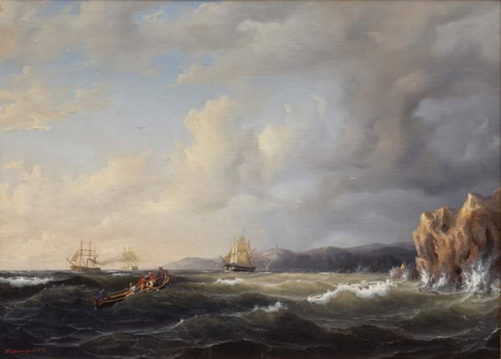 Detail of Bark Beating to Windward at Kullaberg, 1849 by Marcus Larson