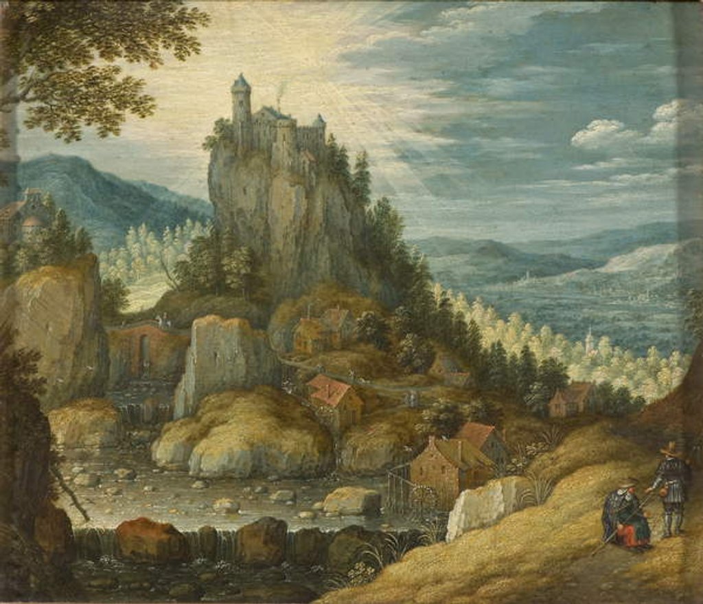 Detail of Mountain landscape with a Castle, c.1616 by Marten Ryckaert