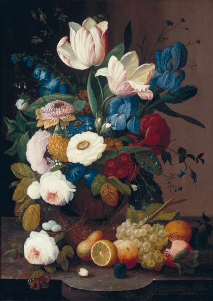 Detail of Still Life, Flowers and Fruit, 1848 by Severin Roesen