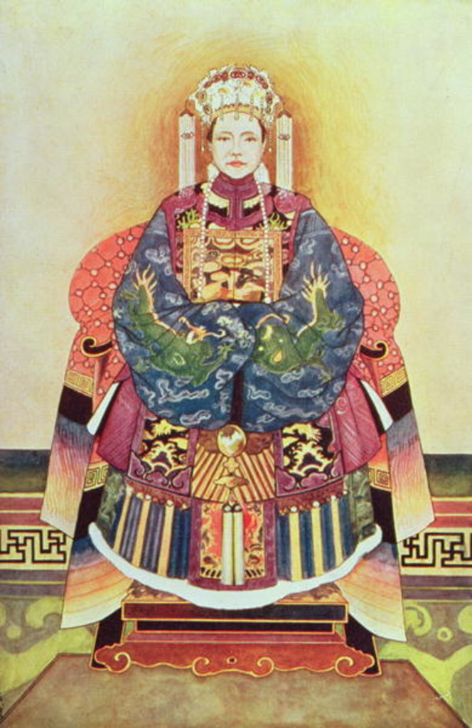 Detail of Portrait of Tzu Hsi, the Empress Dowager by School Chinese