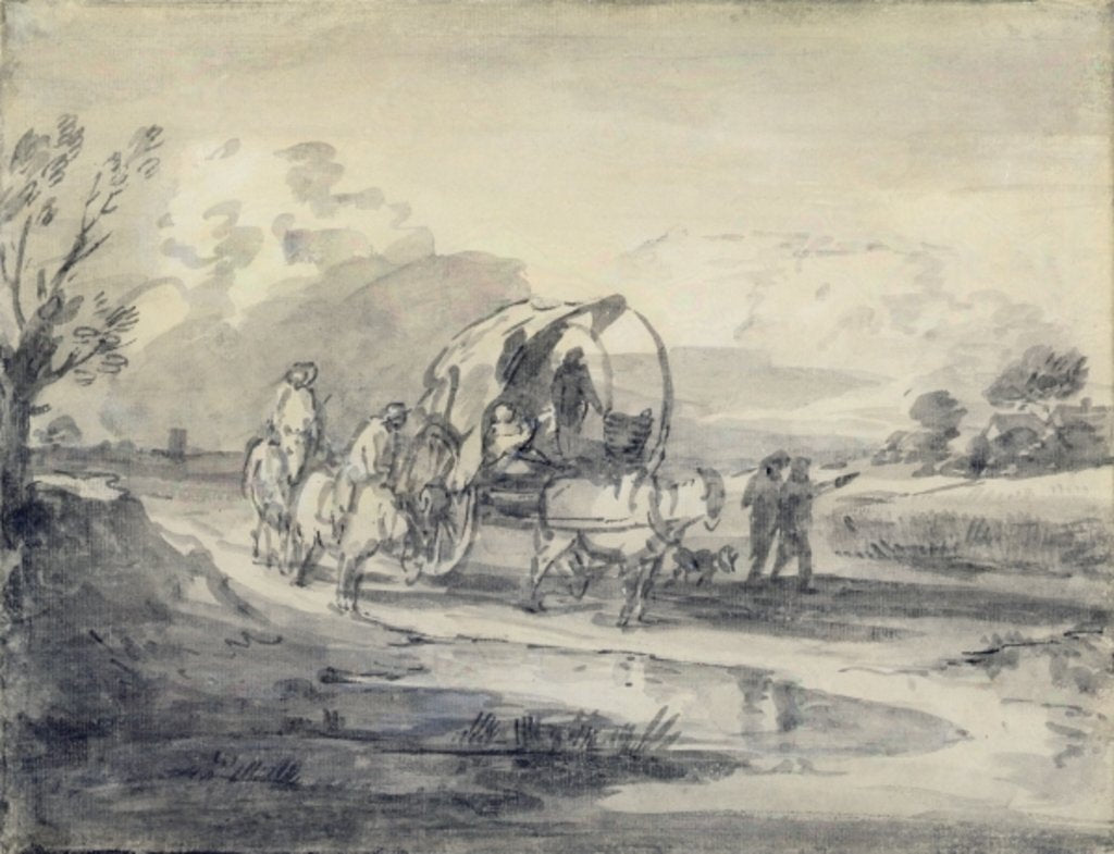 Detail of Open Landscape with Herdsman and Covered Cart, c.1780-85 by Thomas Gainsborough