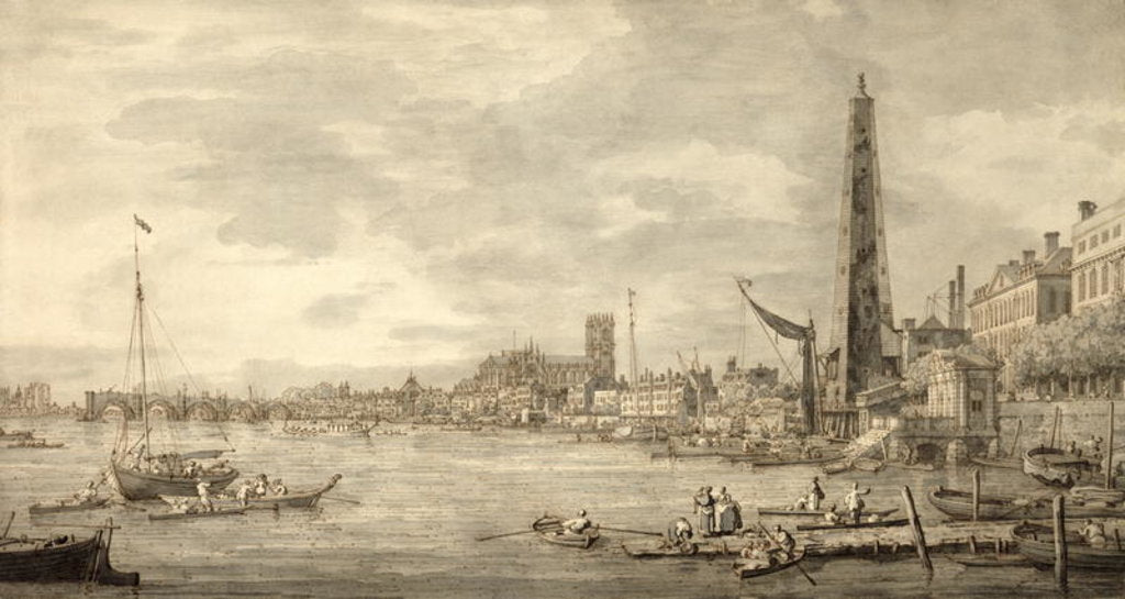 Detail of The Thames Looking towards Westminster from near York Water Gate by Canaletto