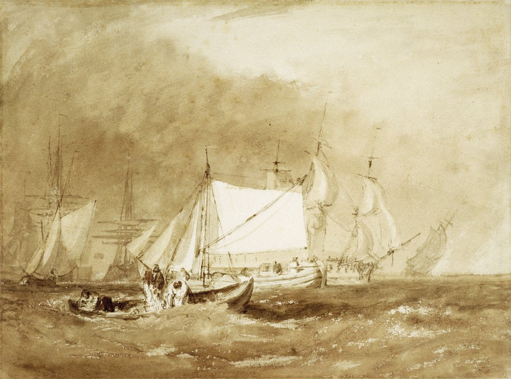 Detail of Shipping Scene, with Fishermen, c.1815-20 by Joseph Mallord William Turner