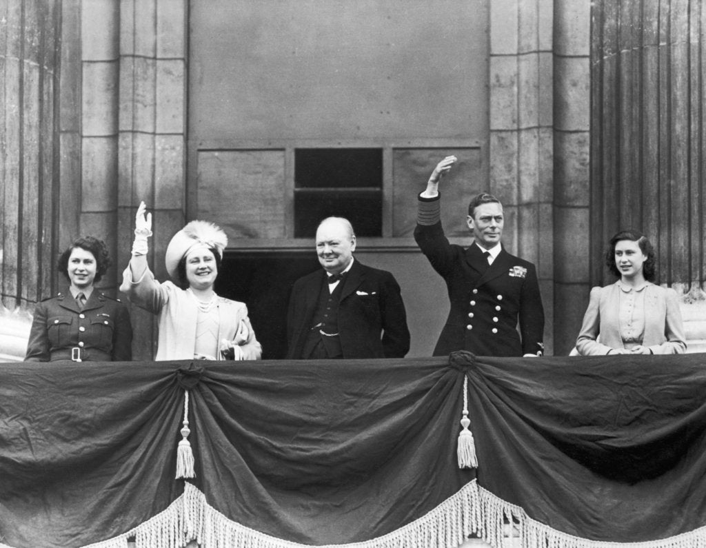 Detail of Winston Churchill joins the Royal Family on the balcony at Buckingham Palace on VE Day by Anonymous