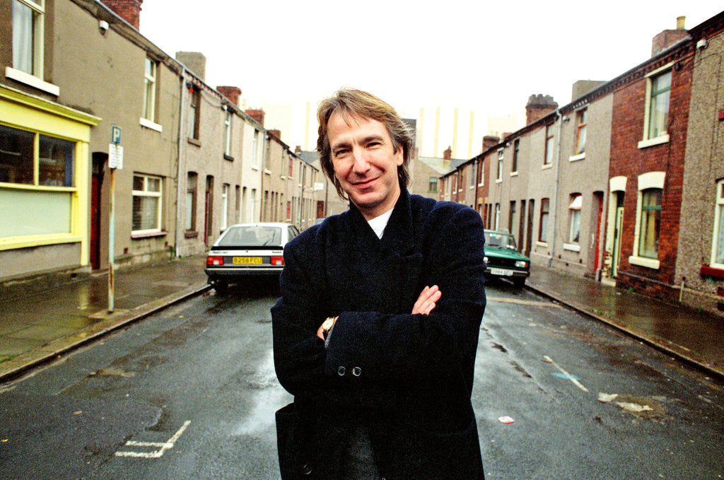 Detail of Alan Rickman, Actor, pictured on the streets of Barrow In Furness where he is due to play Hamlet, for the price of ﾿200 per week. by Stenning