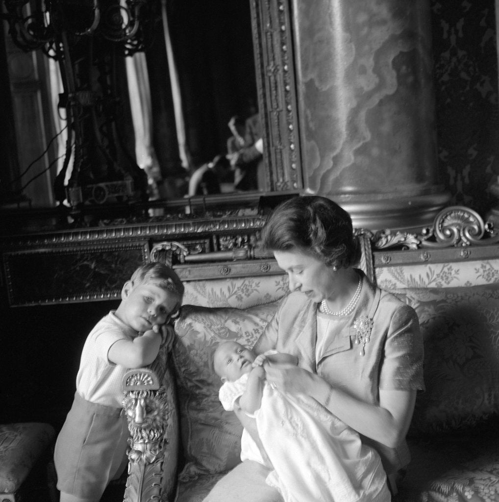 Detail of Queen Elizabeth II, Prince Andrew and Prince Edward by Cecil Beaton