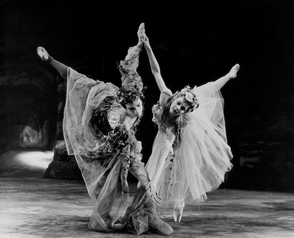 Detail of Anthony Dowell as Oberon and Antoinette Sibley as Titania in The Dream by The Royal Ballet at the Royal Opera House by Houston Rogers