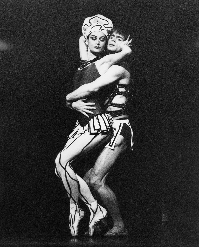 Detail of Rudolf Nureyev and Deanne Bergsma in Sergey Prokofiev's The Prodigal Son at the Royal Opera House by Anthony Crickmay