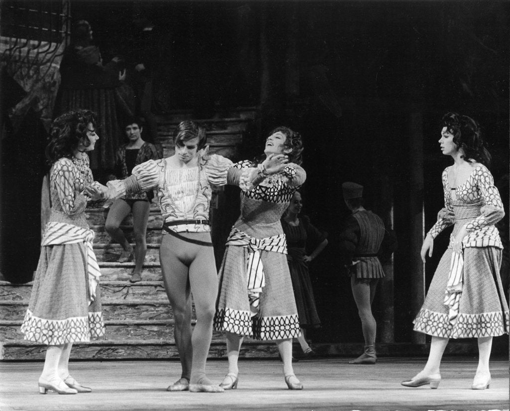 Detail of Rudolf Nureyev, Deanne Bergsma, Monica Mason and Carole Needham in William Sakespeare's Romeo and Juliet at the Royal Opera House by Anthony Crickmay