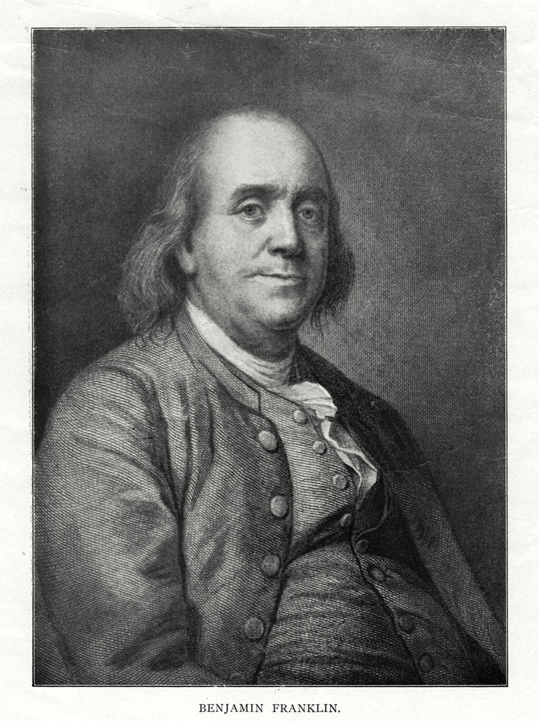 Detail of Benjamin Franklin, American statesman, printer and scientist by Anonymous