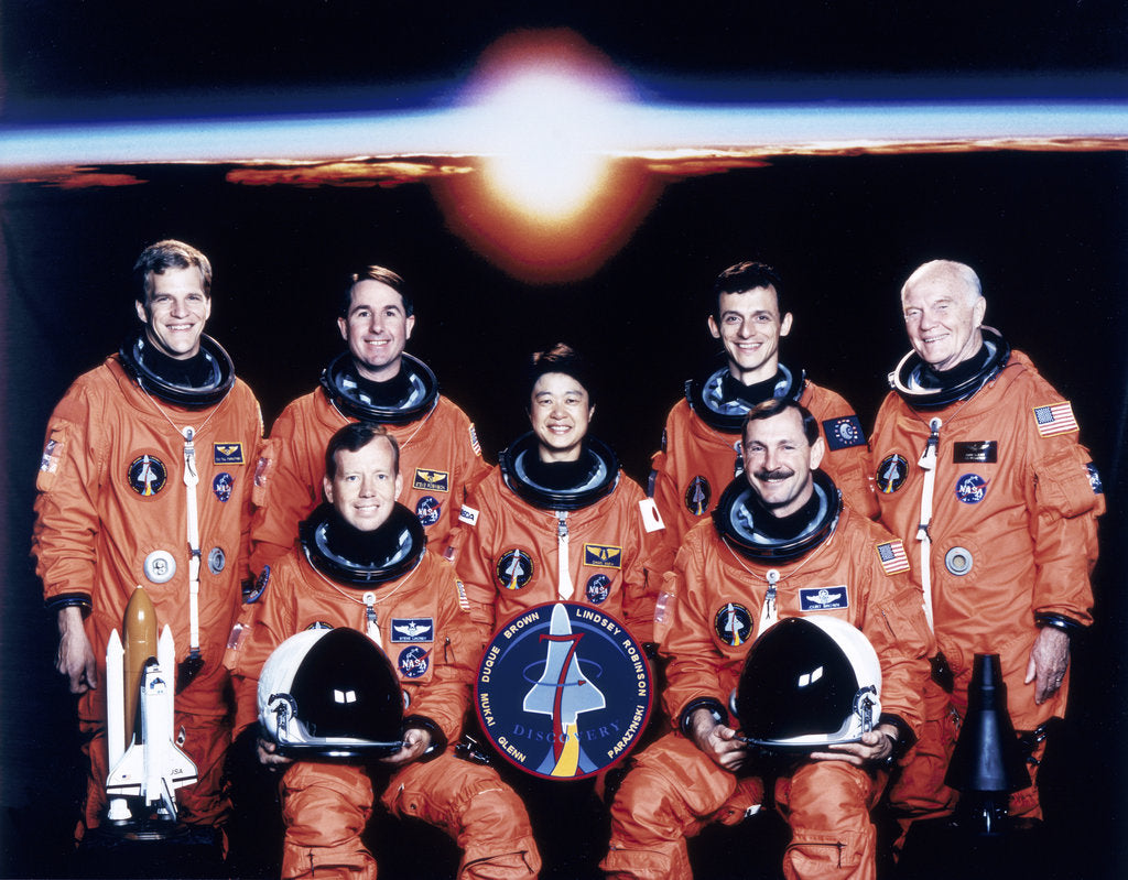 Detail of John Glenn and crew, June 1998 by Unknown