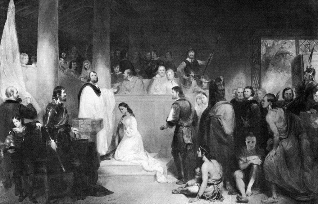 Detail of The Baptism of Pocahontas at Jamestown, Virginia by John Gadsby Chapman