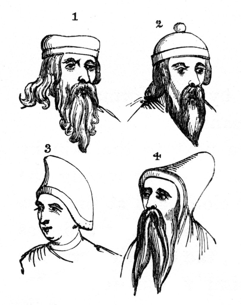 Detail of Norman head coverings by Anonymous