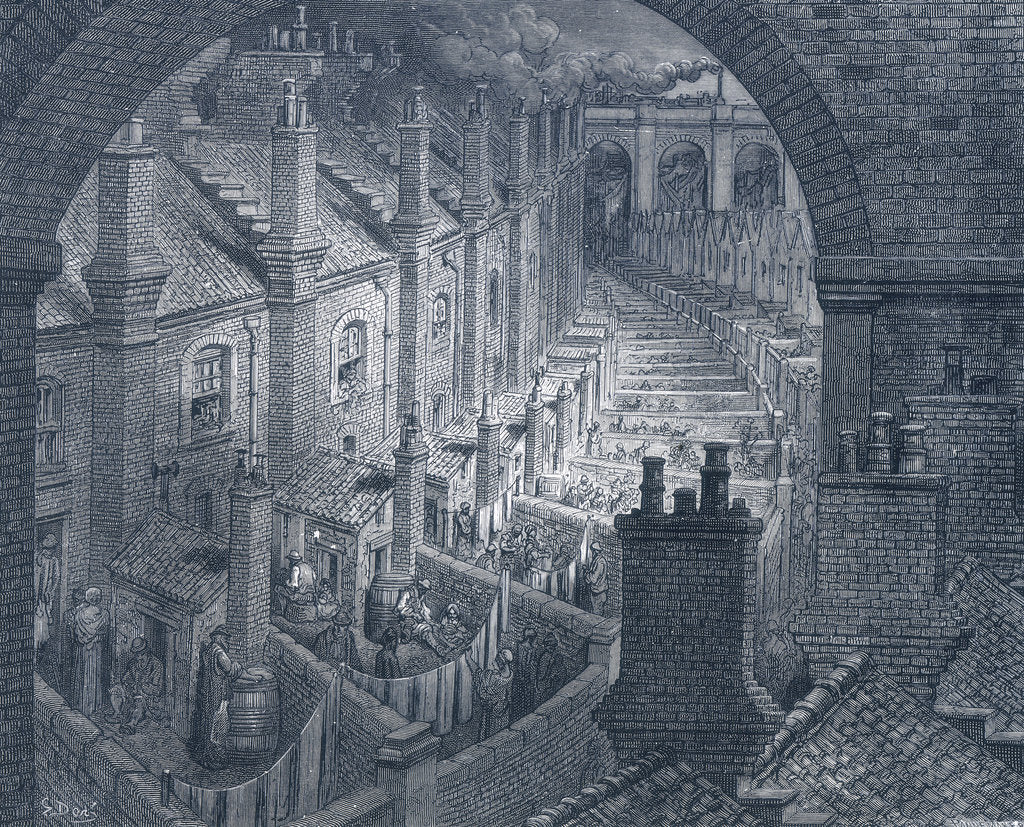 Detail of Over London - By Rail, 1872 by Adolphe François Pannemaker