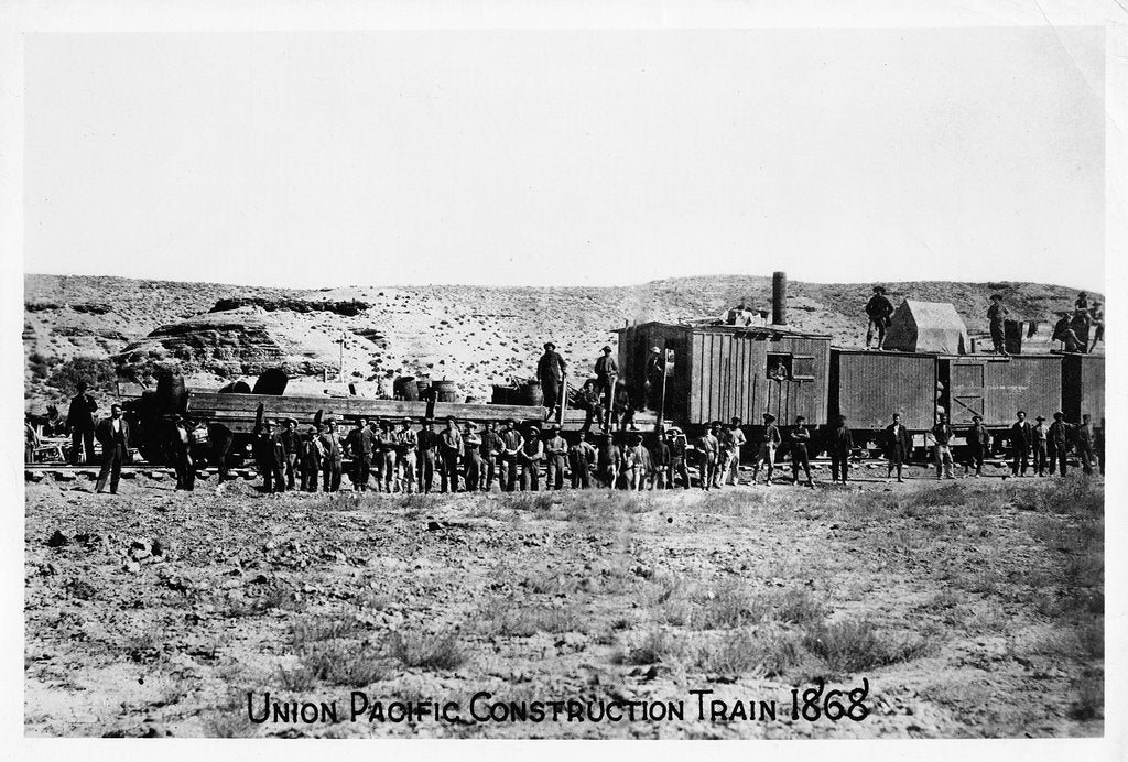 Detail of Construction train on the Union Pacific Railroad, USA, 1868 by Unknown