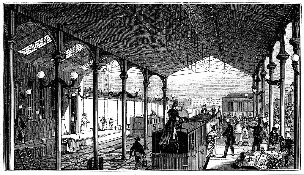 Detail of Euston Station, London terminus of London and Birmingham Railway, 1840 by Unknown