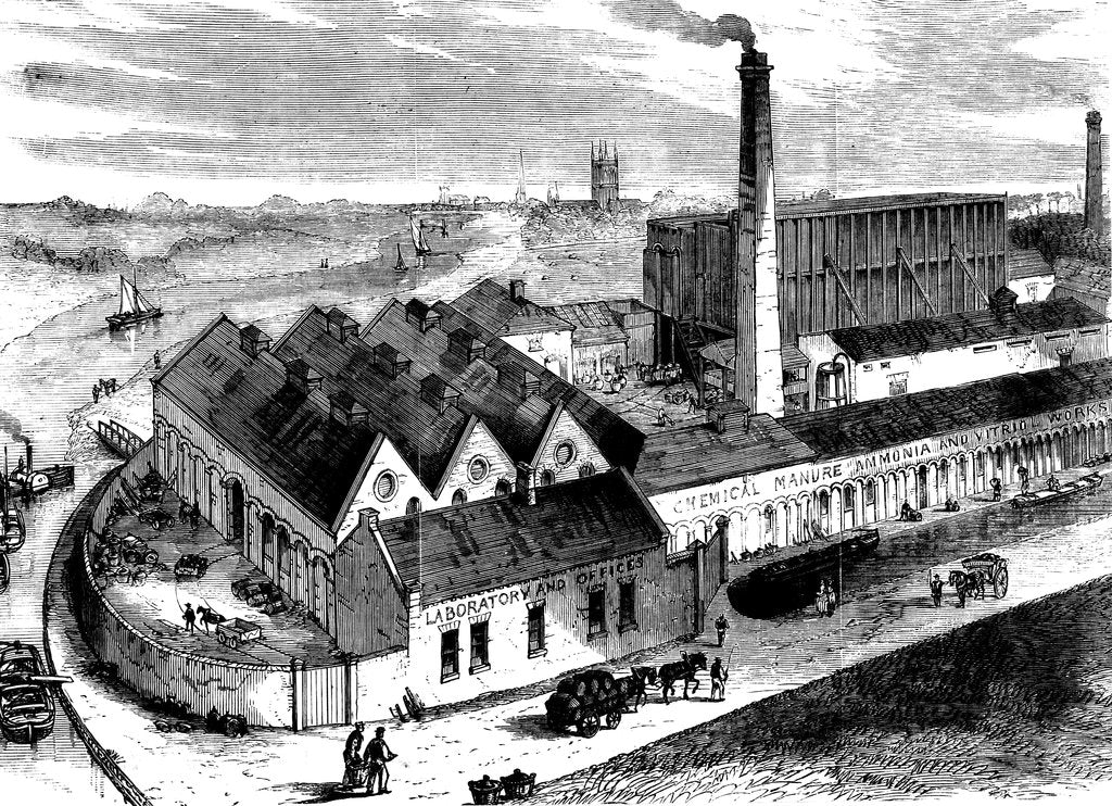 Detail of Webb's chemical factory, Diglis, Worcestershire, c1860 by Unknown