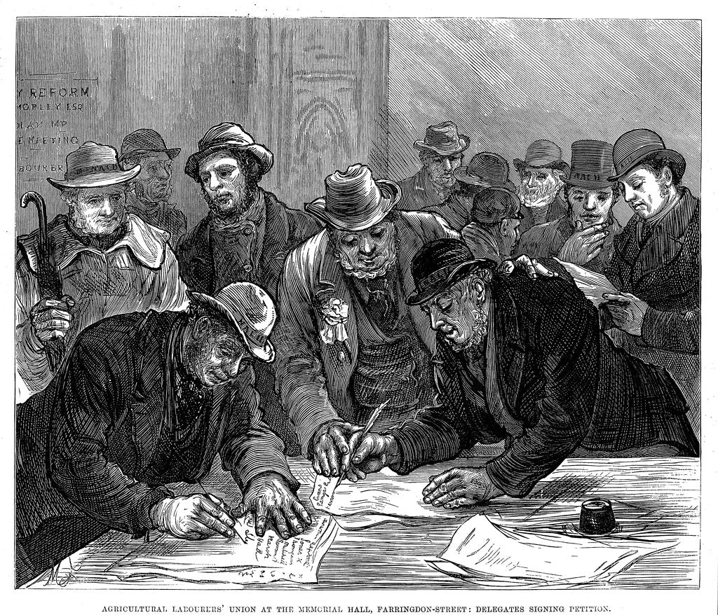 Detail of Agricultural Labourers' Union meeting in Farringdon Street, London, 1877 by Unknown