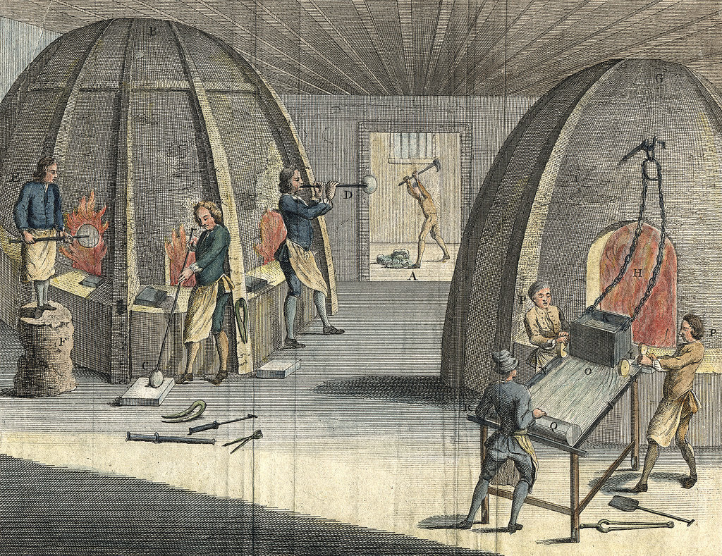 Detail of Glass manufacturing, 1760 by Unknown