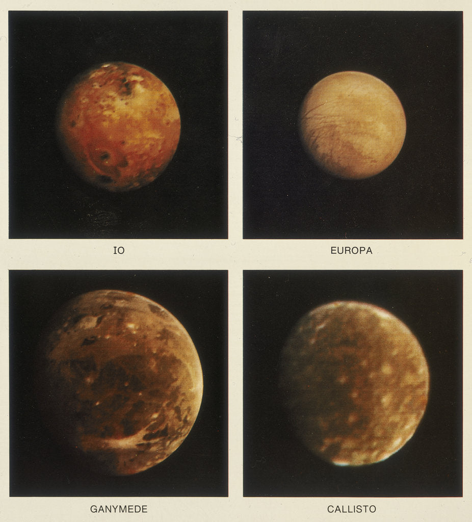 Detail of Four moons of Jupiter. Io, Europa, Ganymede and Callisto, 1979 by Unknown