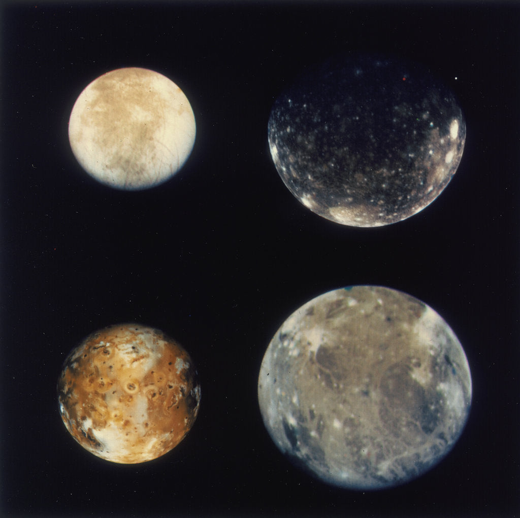 Detail of Four moons of Jupiter, Io, Europa, Ganymede and Callisto, 1979 by Unknown