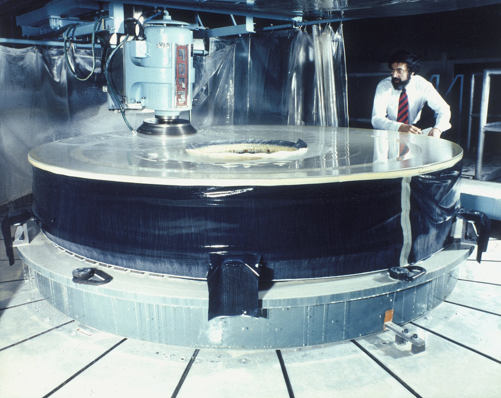 Detail of Polishing the mirror of the Hubble Telescope, 1980s by Unknown