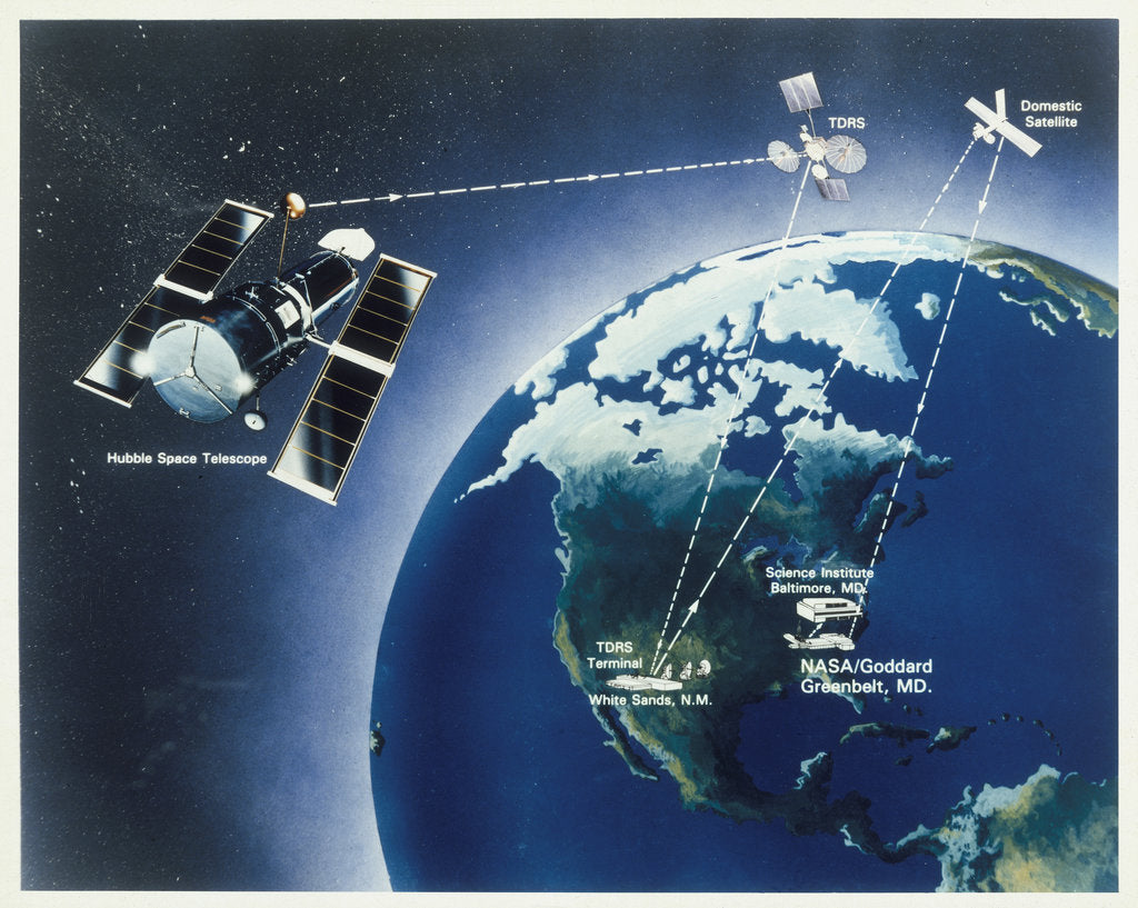 Detail of Drawing of Hubble Telescope, 1980s by Unknown