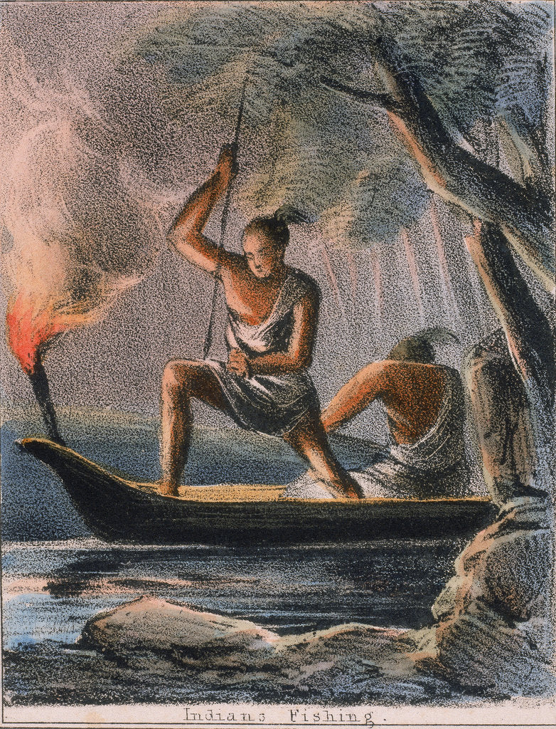 Detail of Indians Fishing, c1845 by Benjamin Waterhouse Hawkins