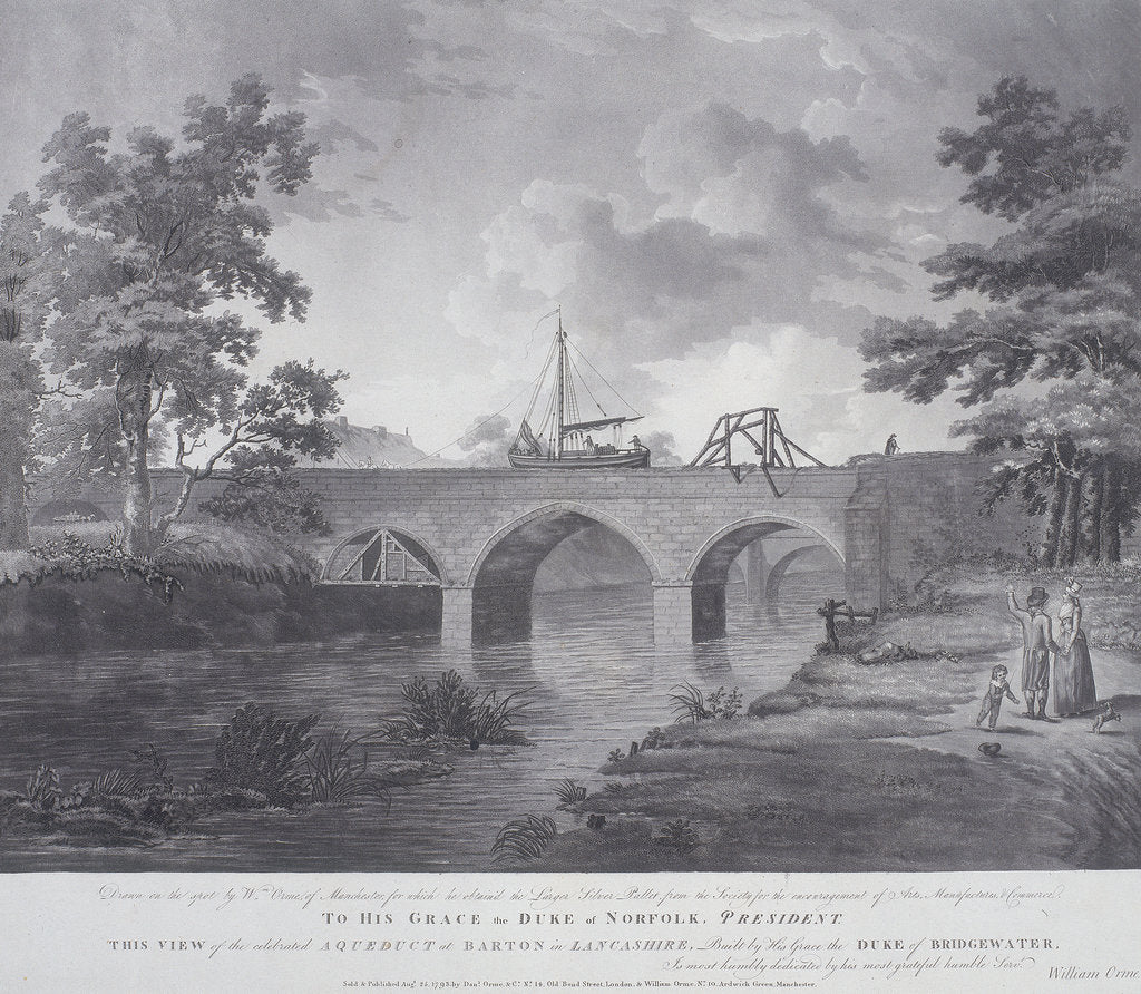 Detail of The aqueduct at Barton, near Manchester, 1793 by William Orme